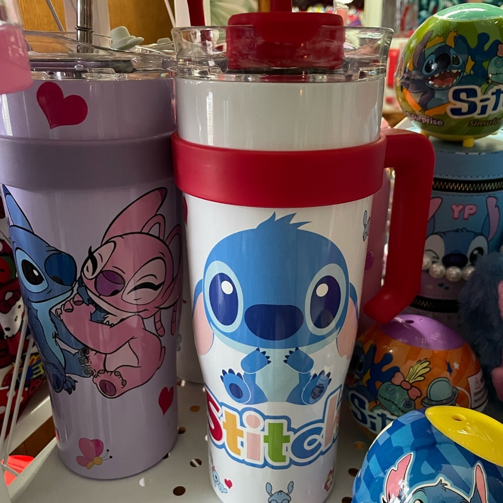 Stitch 40 Oz Tumbler White With Red Trim